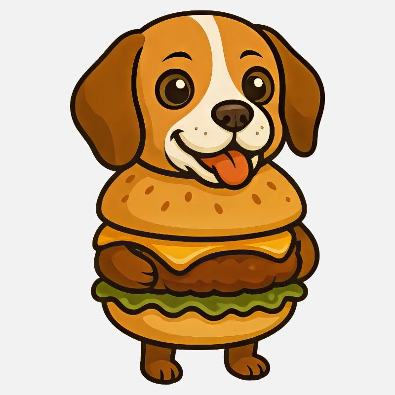 Drôle de beagle avec burger drôle d’animal mythique