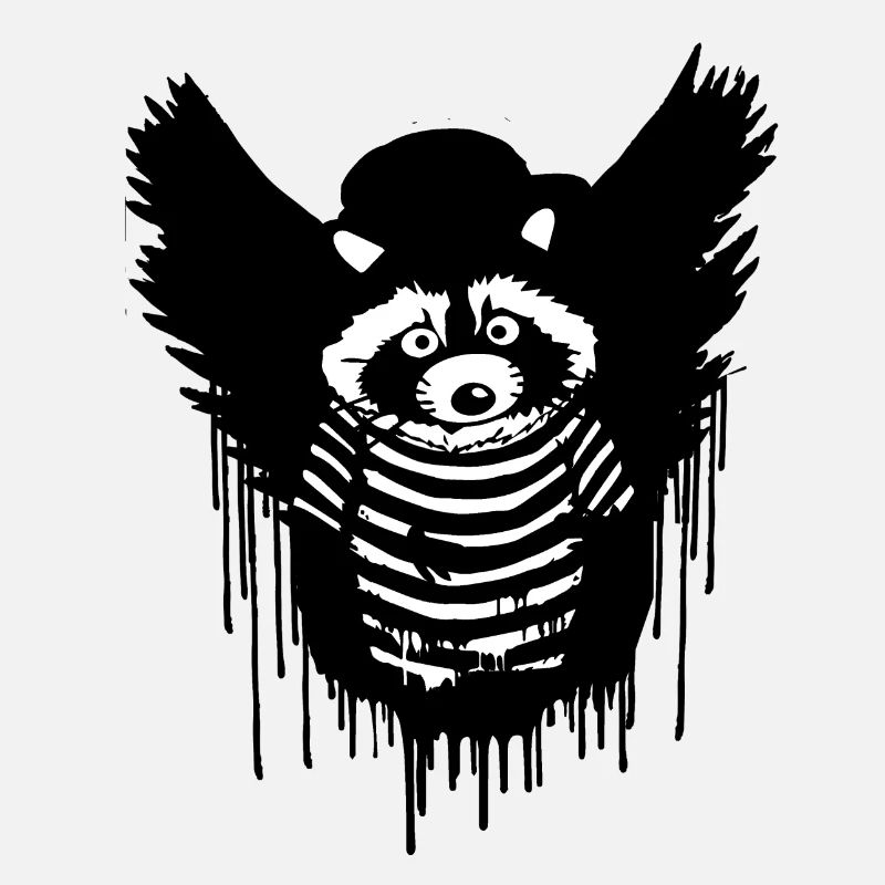 engel ,waschbär,angelwings,graffiti,schwarz