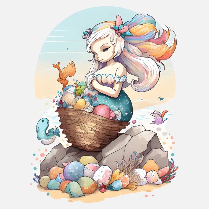 Easter mermaid on a rock