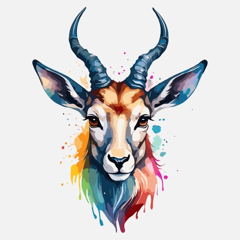 Antilope Oiseau Coloré Cool Aquarelle