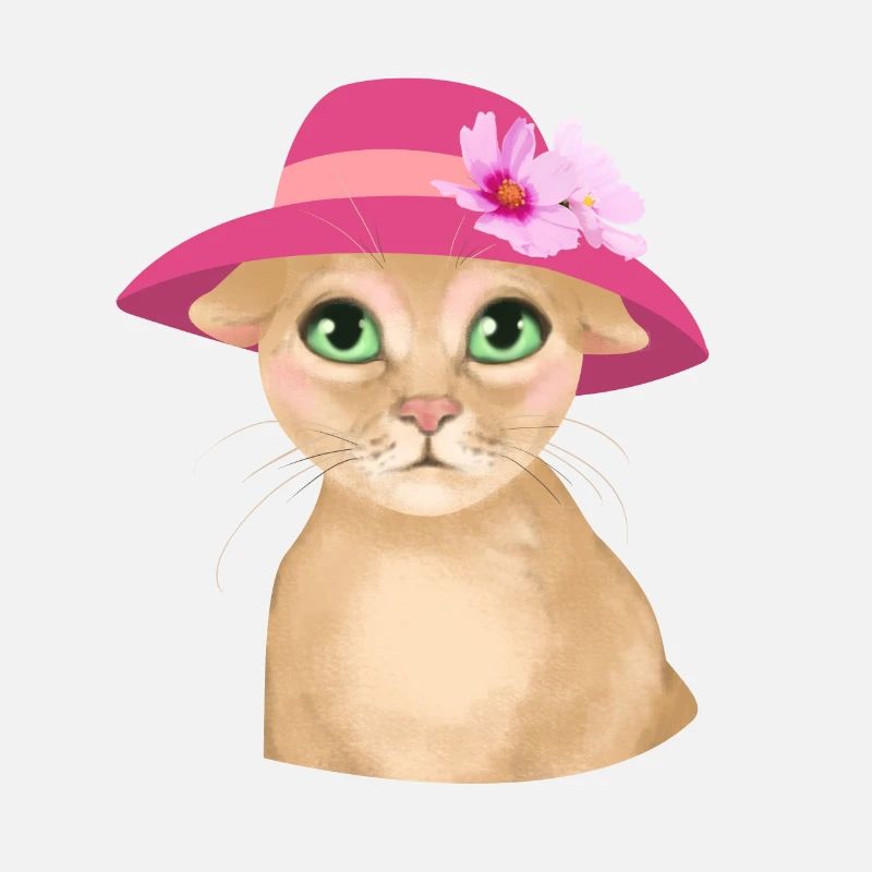 Katze mit Hut und Blume