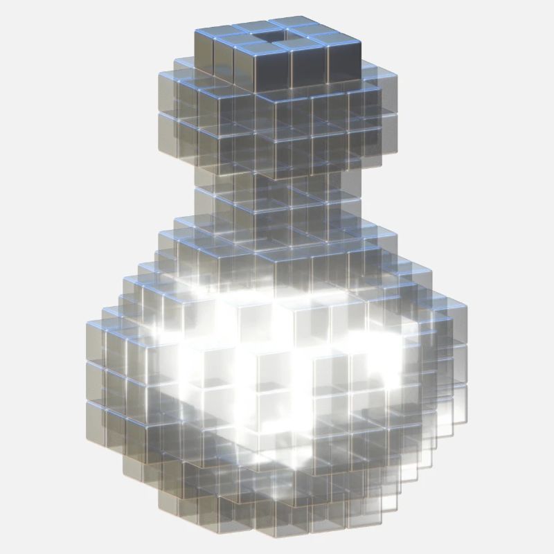 Flacon en cristal blanc avec potion blanche fluorescente