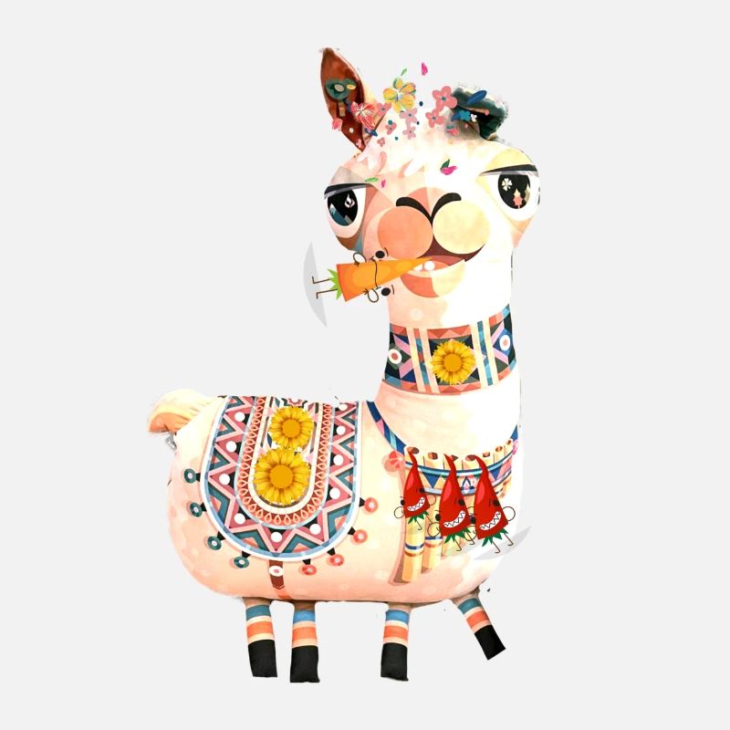 llama,alpaca, illustration, comic,veggie, carrot