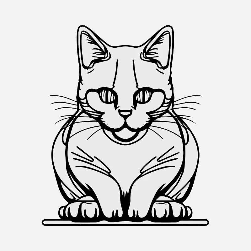 Chat assis d’une ligne