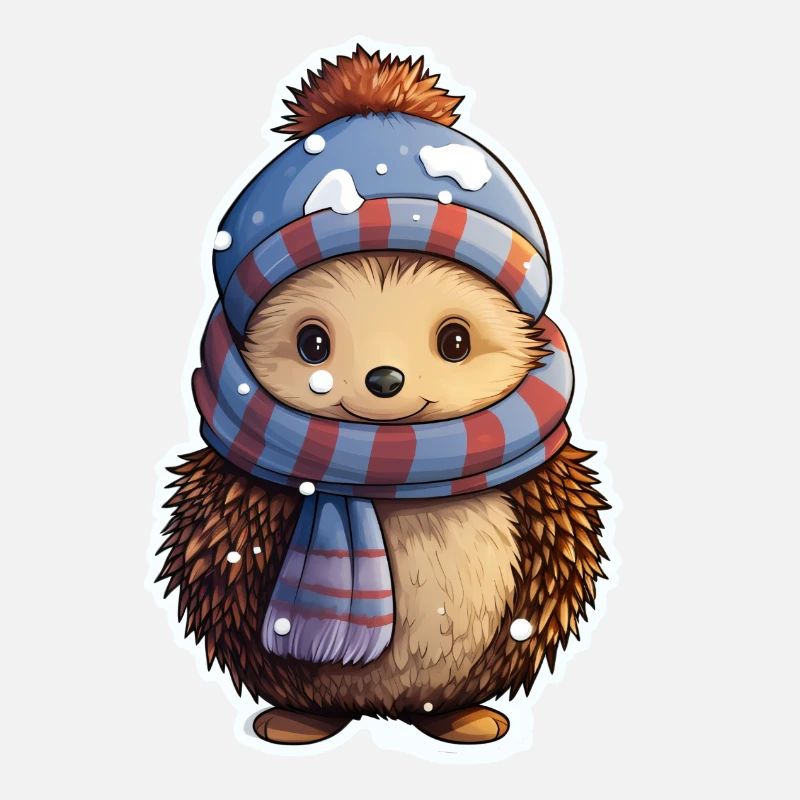 Funny hedgehog in winter