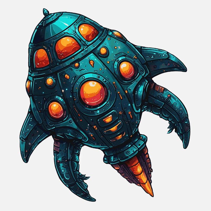 Colorful imaginative whimsical spaceship