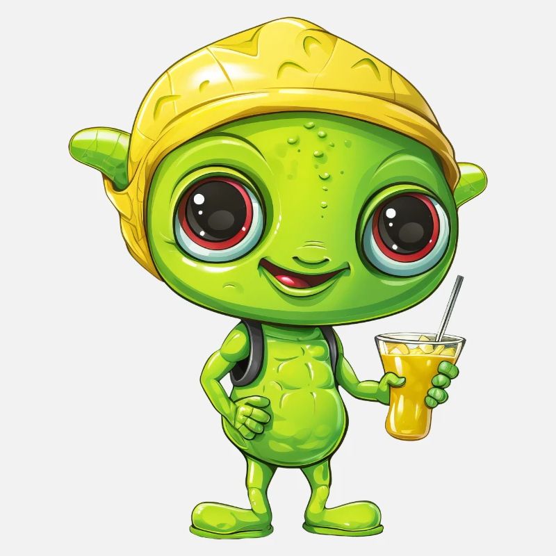 Refreshing Alien Lemon Drink: Green & Yellow