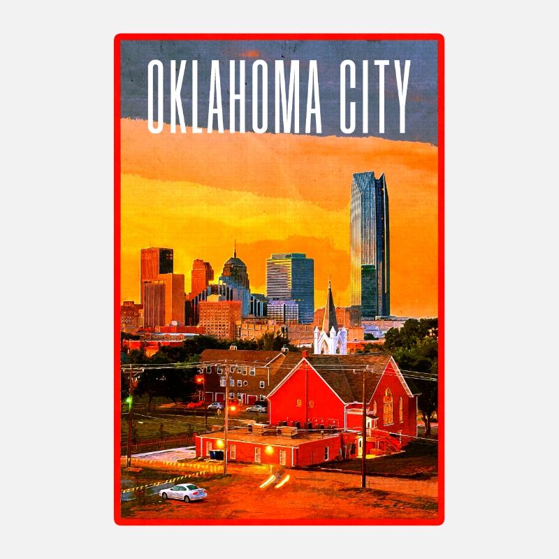 Coucher de soleil de la silhouette de la skyline d’Oklahoma City