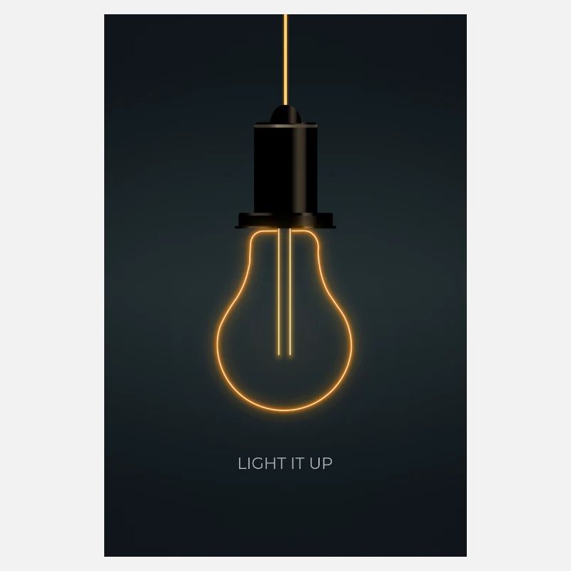 Light it up – Modern Neon Poster in Warm Orange