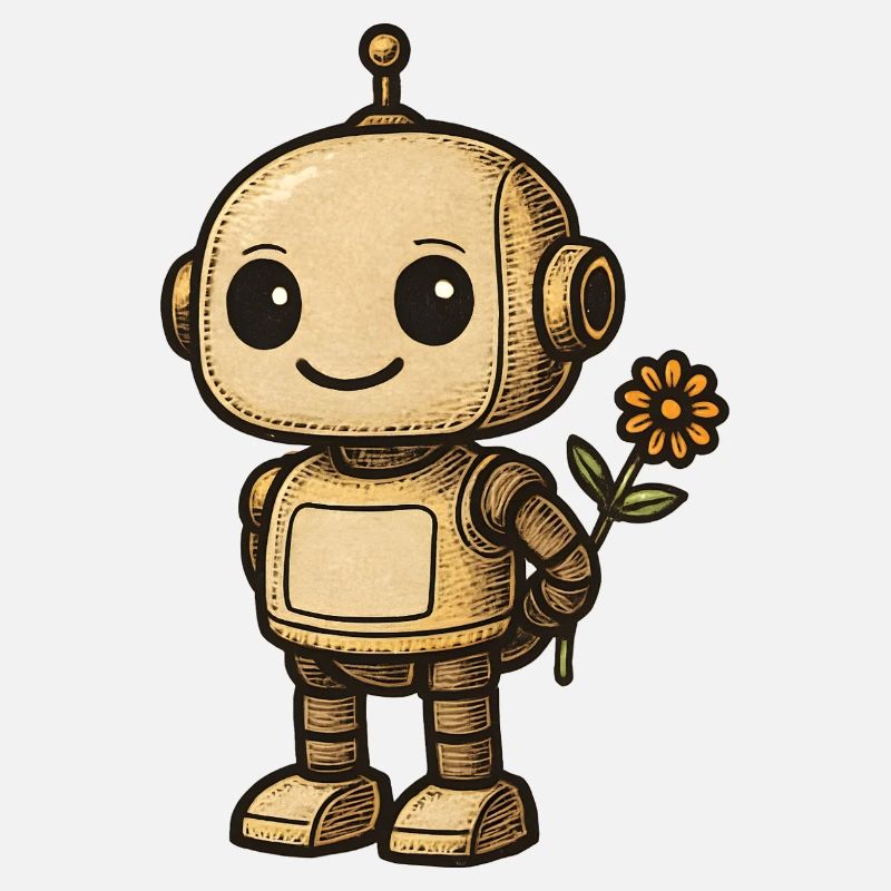 Robot rétro avec fleur