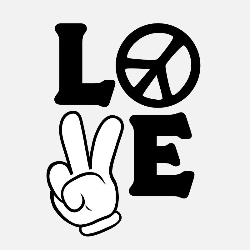 Peace Love Comic Hand Sign Logo