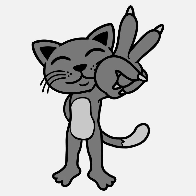 Peace Zeichen stehende Katze