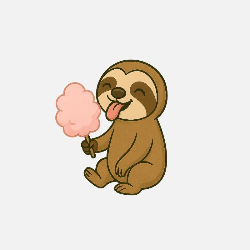 Cute sloth with cotton candy