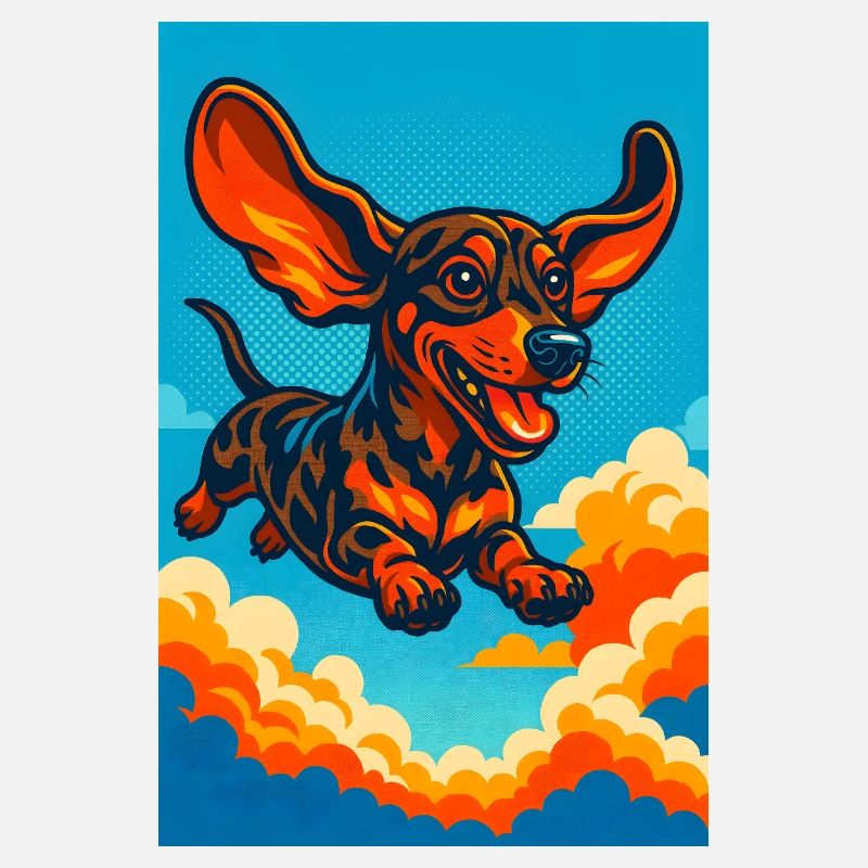 Lebendige fliegende Dackelillustration