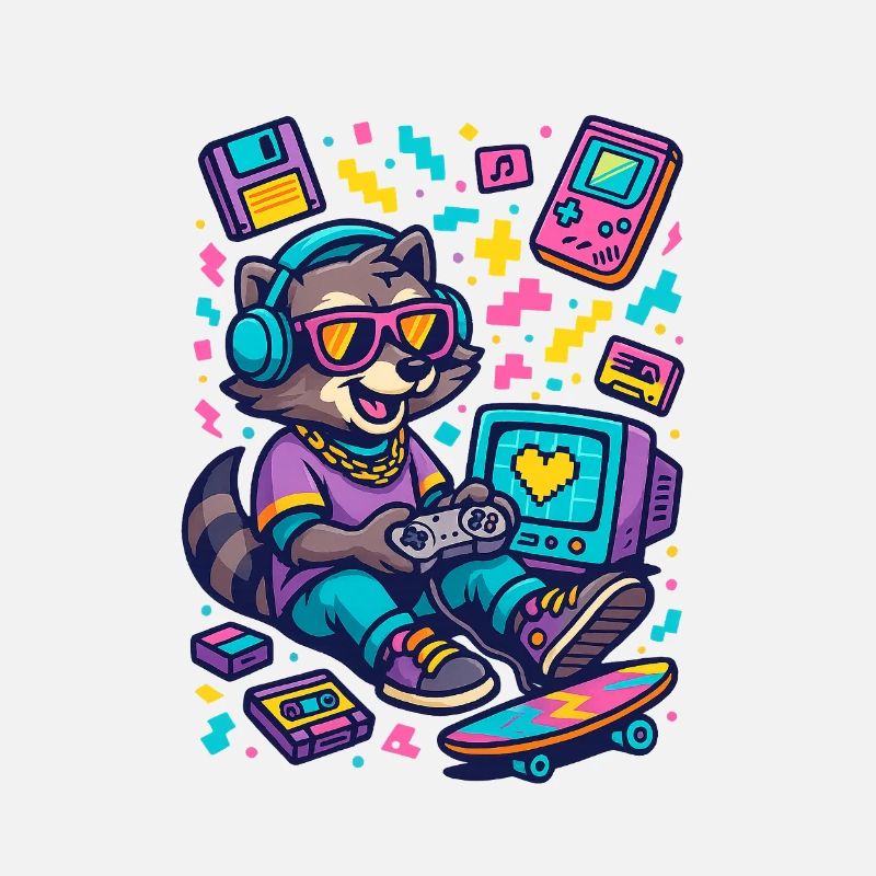 Waschbär Gamer