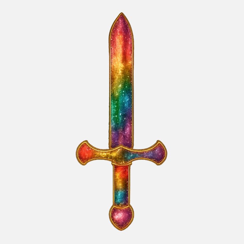Épée arc-en-ciel avec bordure dorée