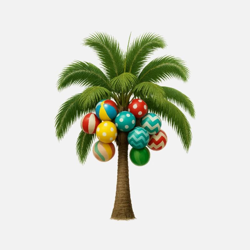 Beach Ball Palm Tree Art - Fun Tropical Decor