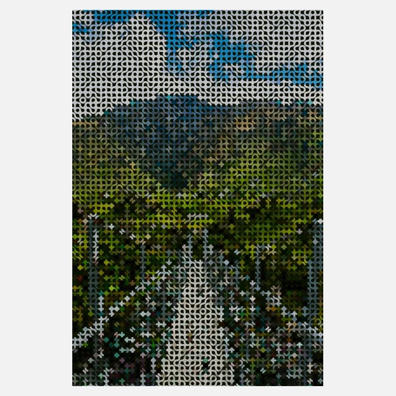 Grid landscape mountain river