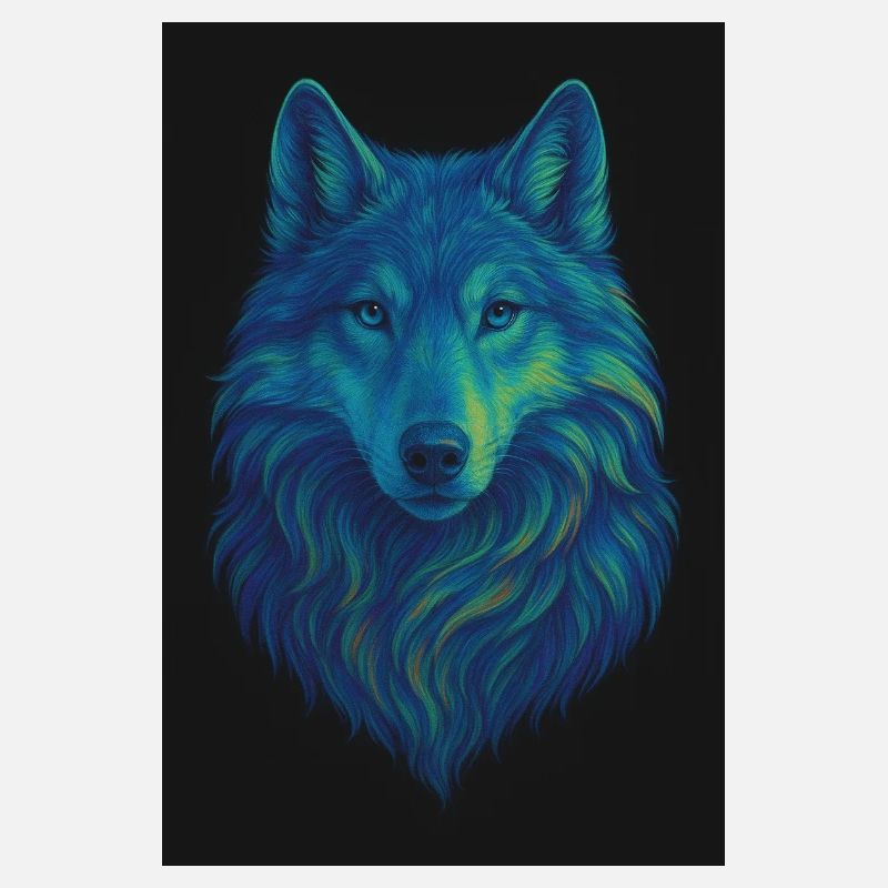 Neonwolf Farbiges Wolfporträt
