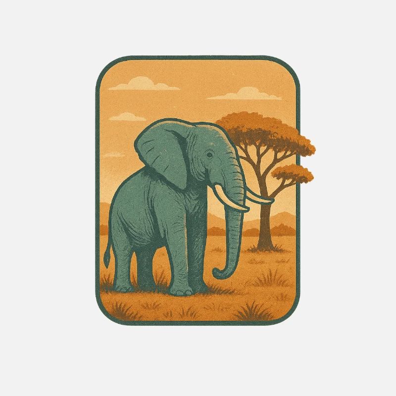 Panneau vintage éléphant de savane
