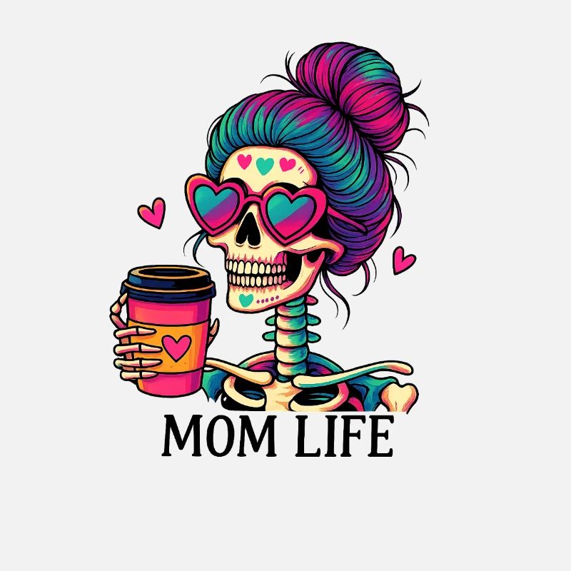 KoffeinLiebe Mob Life Skelett mit Herzbrille
