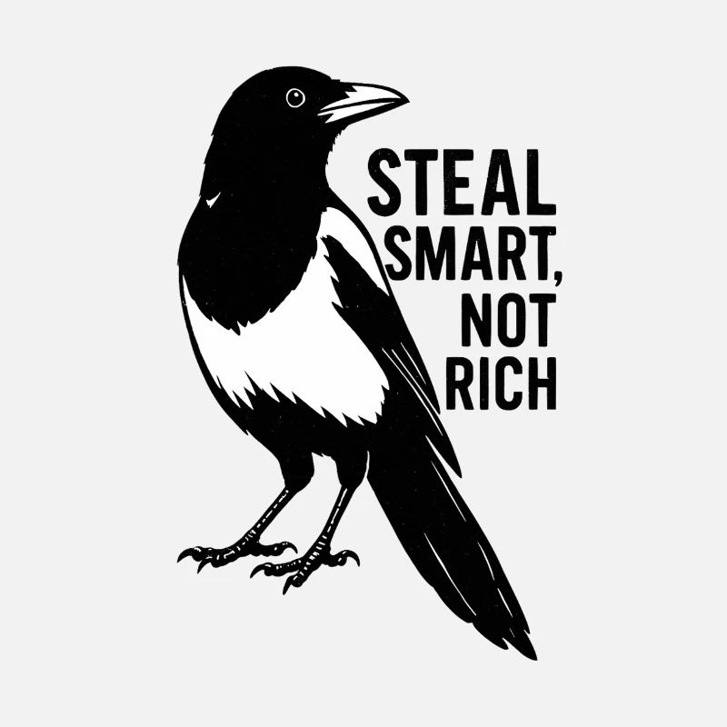 Magpie / Raven Black and White Ironic Saying