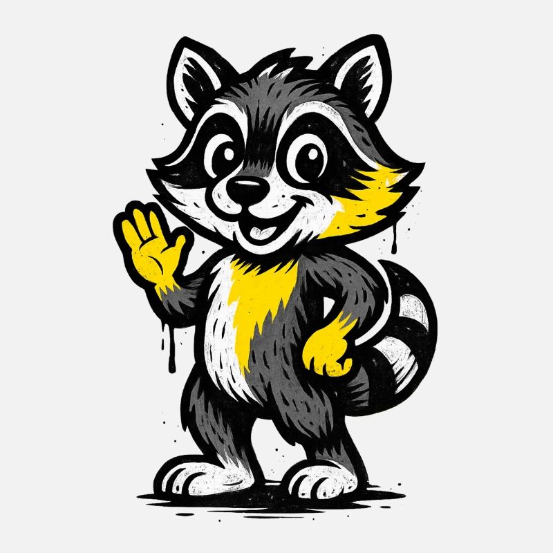 Fröhlicher Waschbär Winken