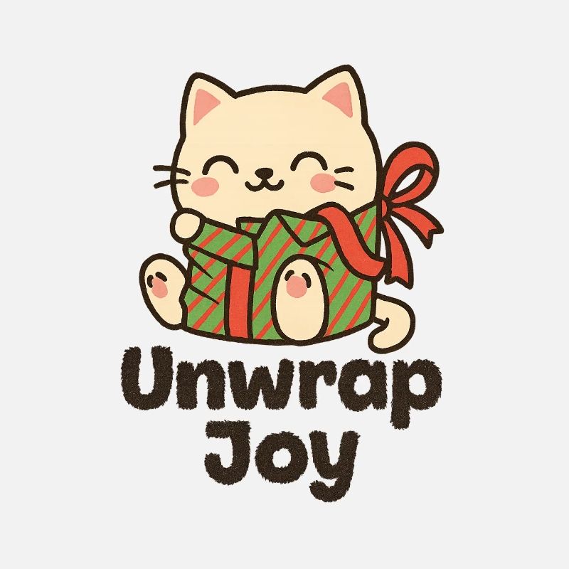 Cat with Gift Unwrap Joy