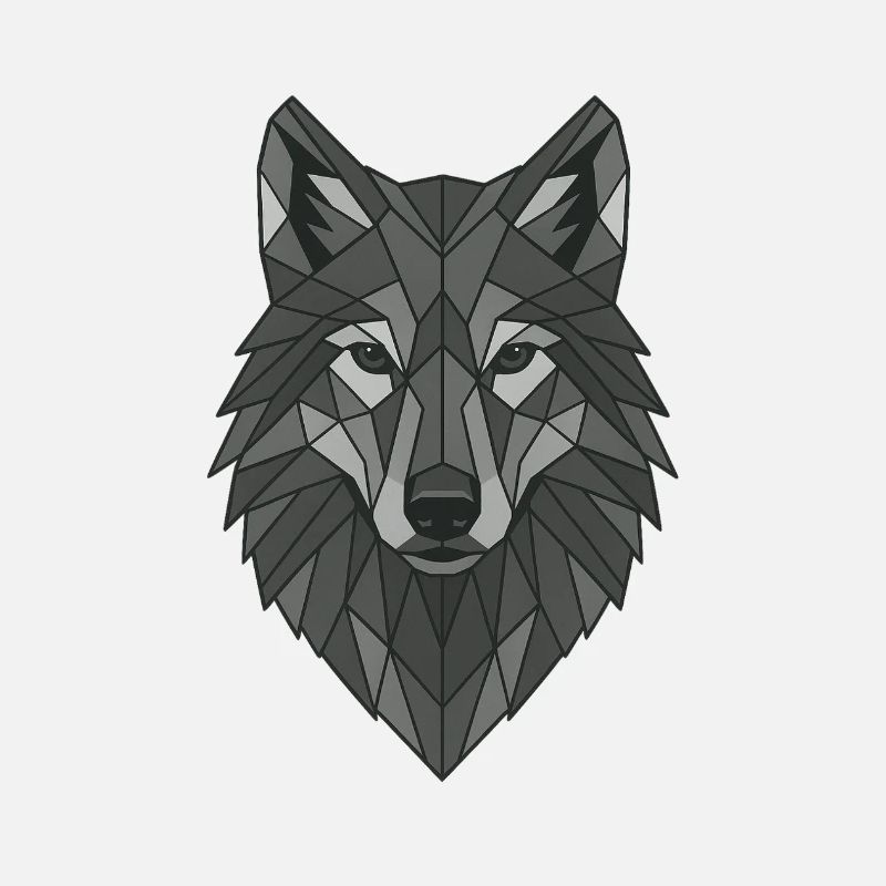 Geometrischer Grau-Wolfskopf