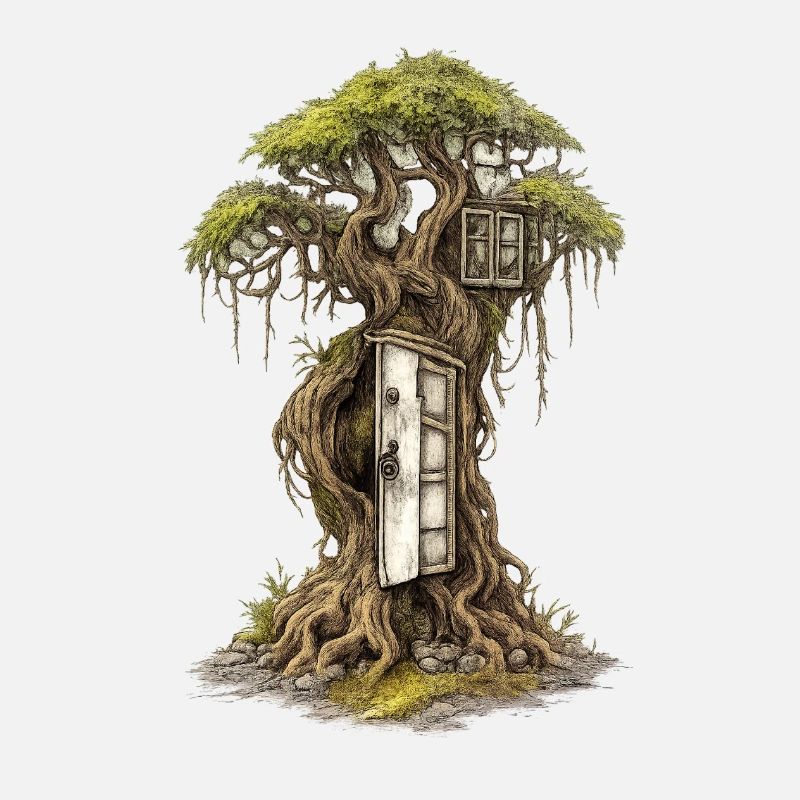 Cabane dans l’arbre dans la forêt – rêve imaginaire