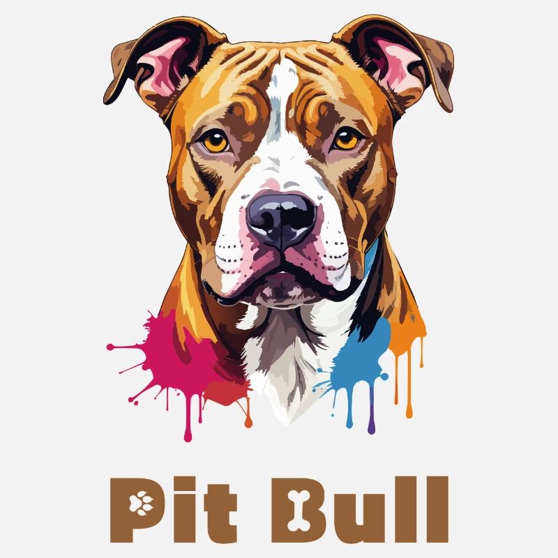 Pitbull Portrait mit Farbspritzern