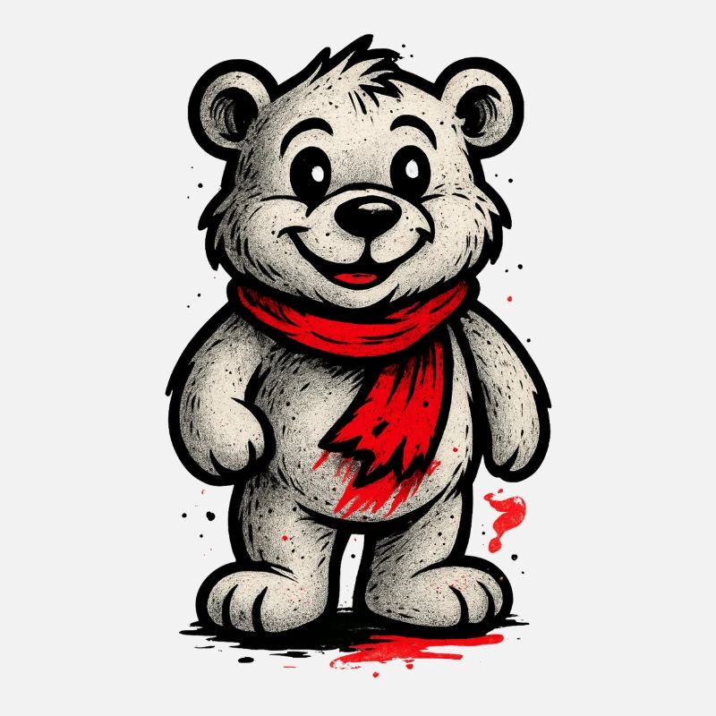 Ours en peaux avec écharpe rouge