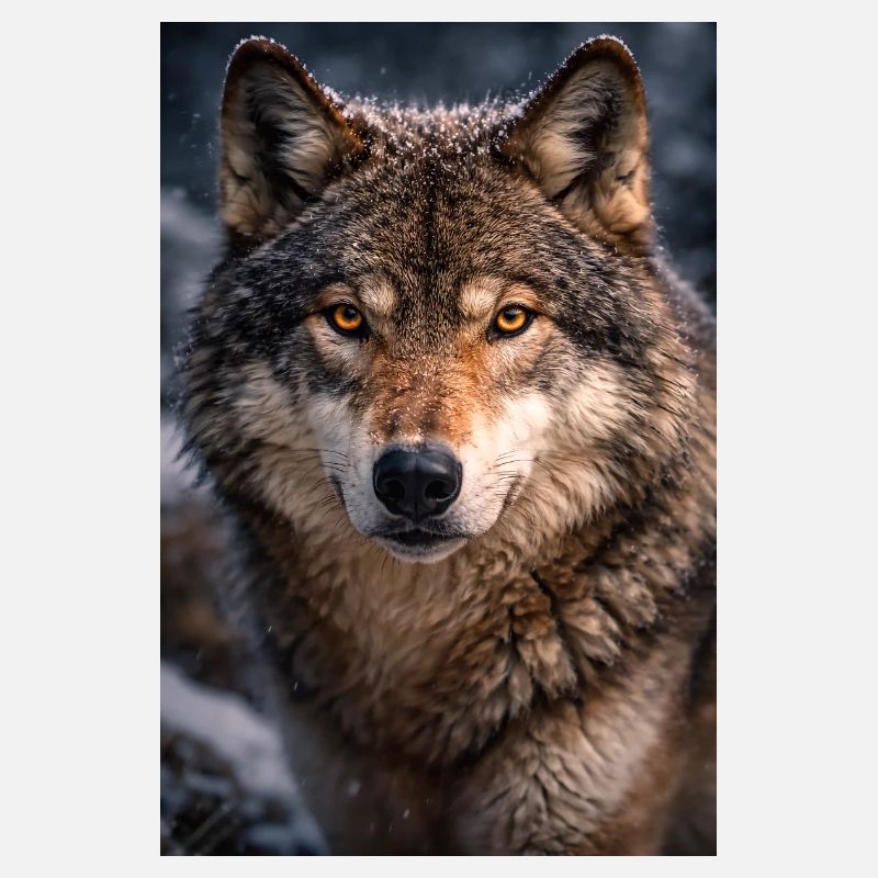 Wolf im Schnee und Nebel