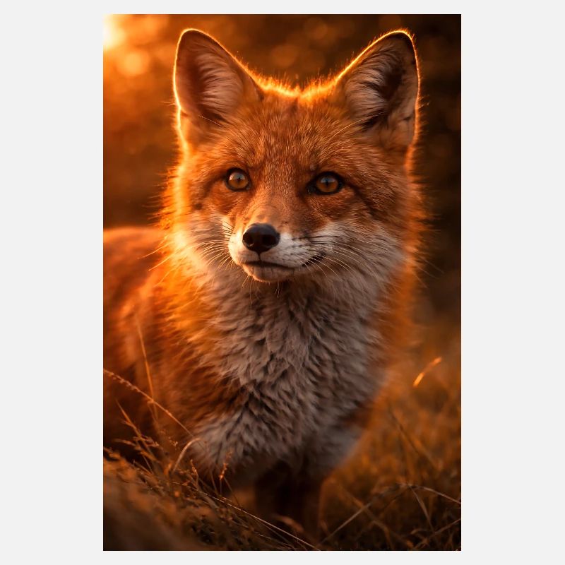 Orange fox at sunset