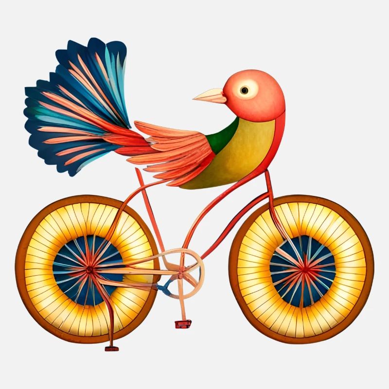 Magic life with bird on a bicycle, inspire art