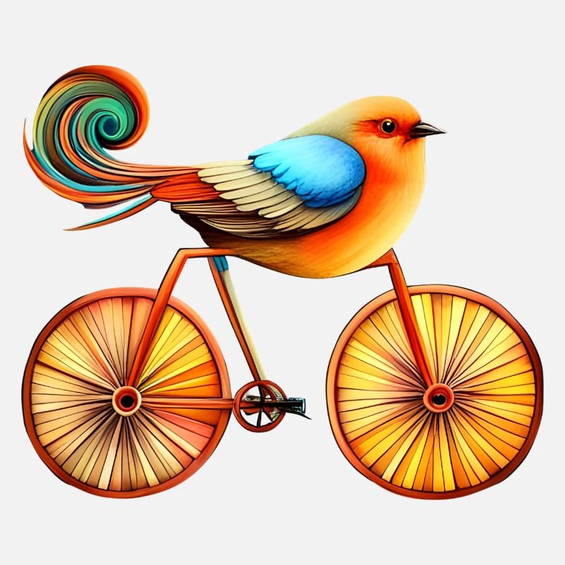 Magic life with bird on a bicycle, inspire art