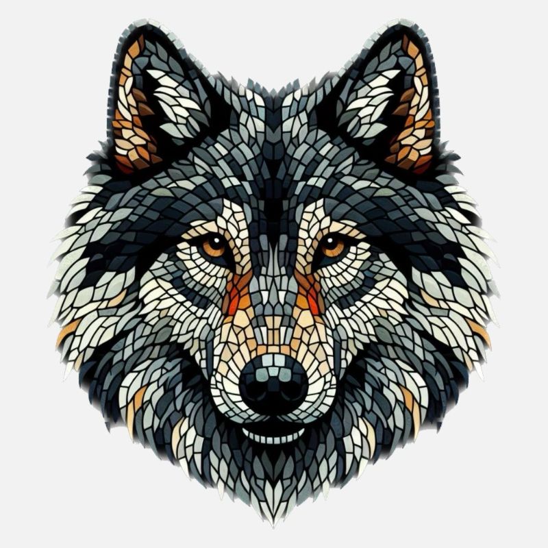Bunter Wolf im Mosaik-Stil