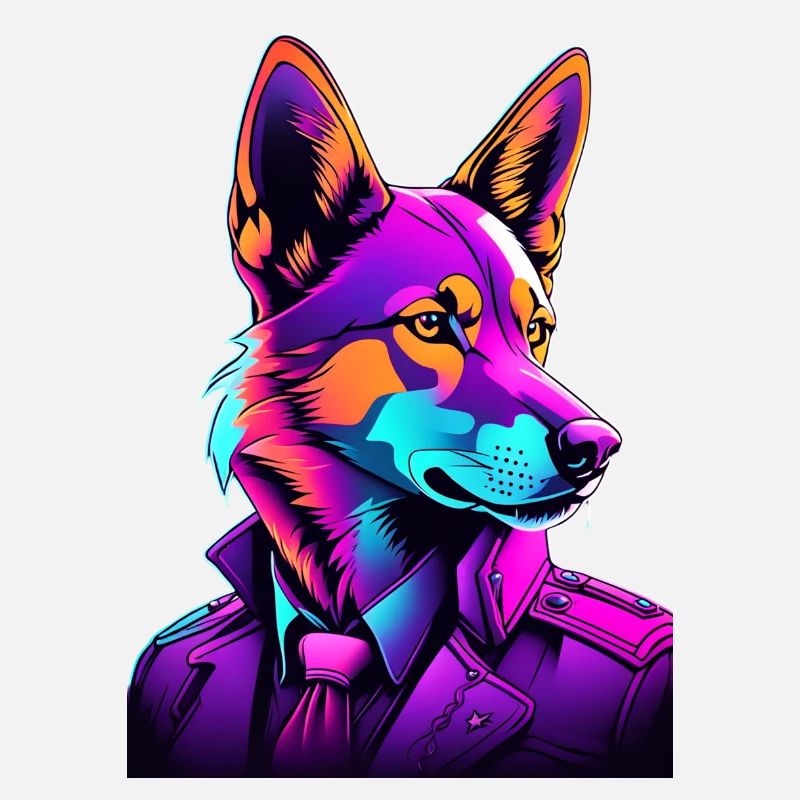 Neon wolf in cyberpunk style