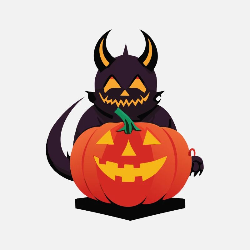Halloween Devil Monster with Pumpkin Head