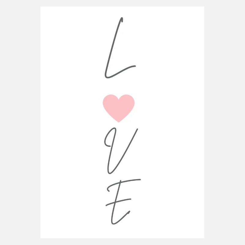 Love thin typography written vertically with heart