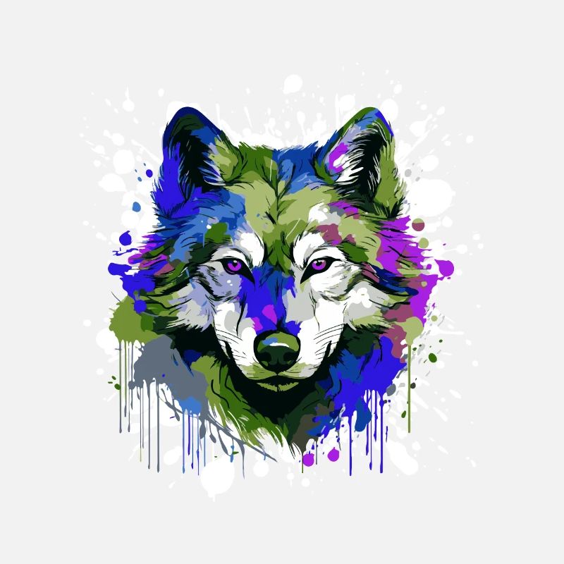 Wolf Kopf Porträt Bunt