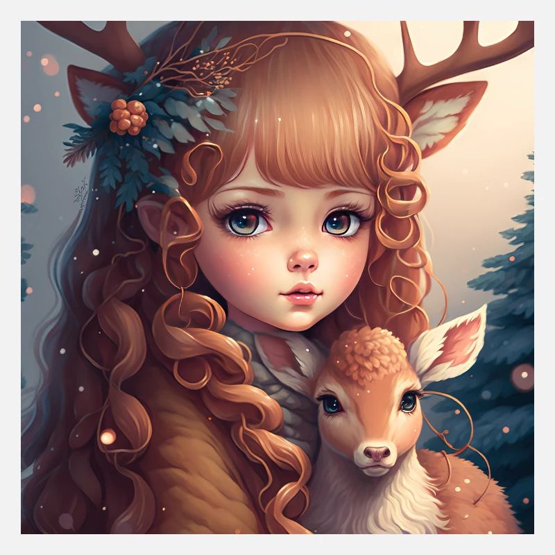 Cerf avec fille