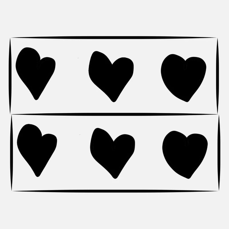 Motif rectangle de six cœurs