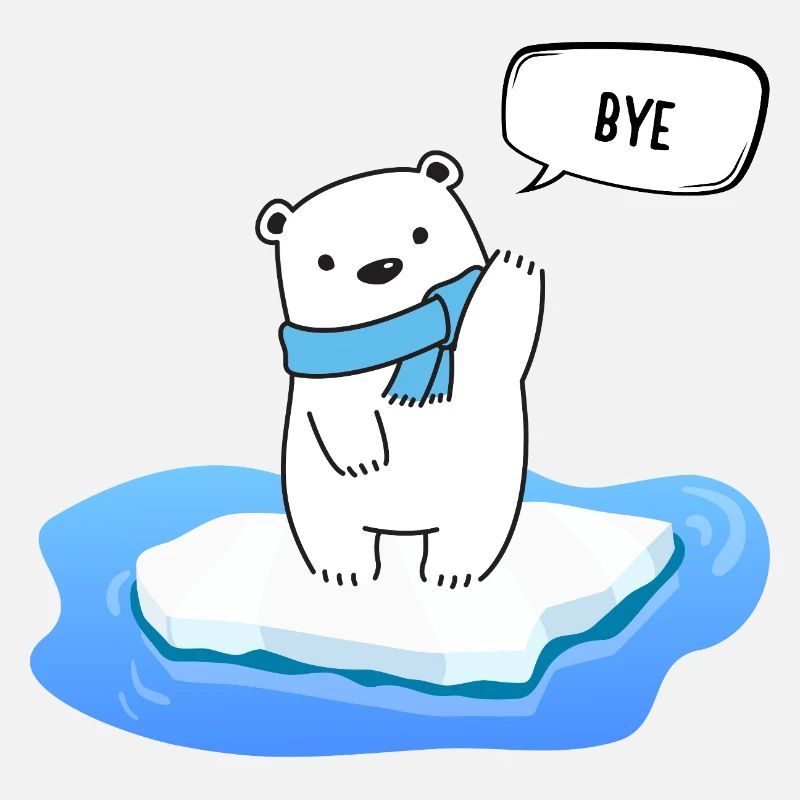Kleiner Eisbär auf schmelzendem Eis - Bye