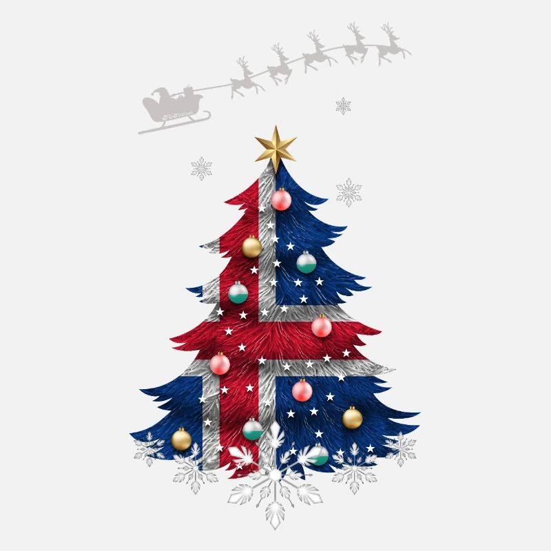 Weihnachtsbaum mit Island-Flagge