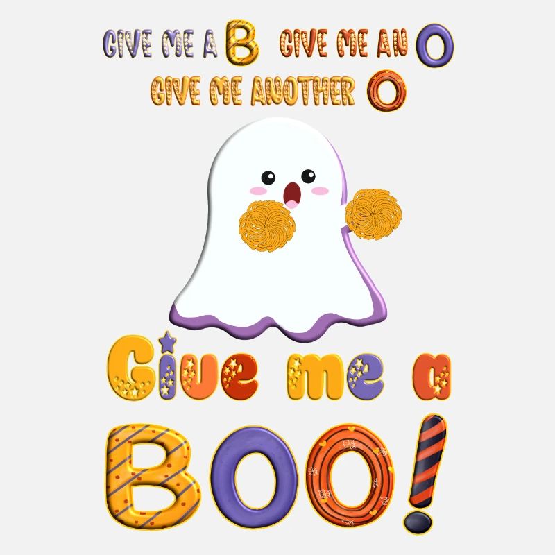 Cute Halloween Cheerleader Ghost with pompoms