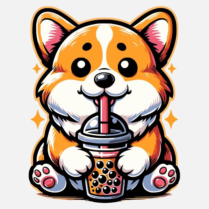 Bubble Tea Corgi Boba Tea Kawaii Geschenk