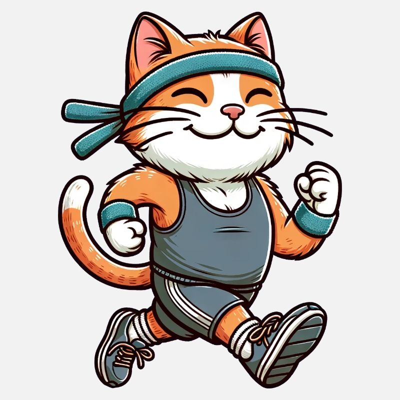 Cat Jogging Marathon Running Fun