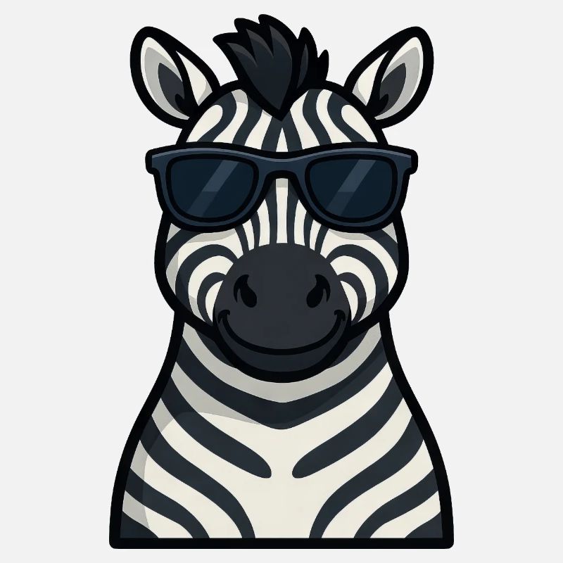 Cool zebra happy with sunglasses in summer