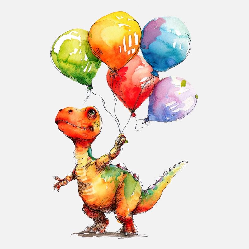 Saurier mit bunten Luftballons